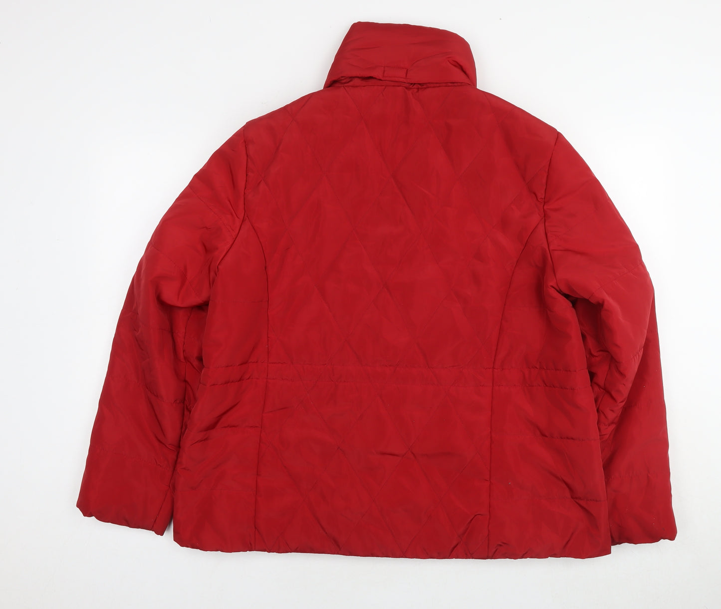 Classic Womens Red Quilted Jacket Size 18 Zip