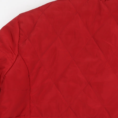 Classic Womens Red Quilted Jacket Size 18 Zip