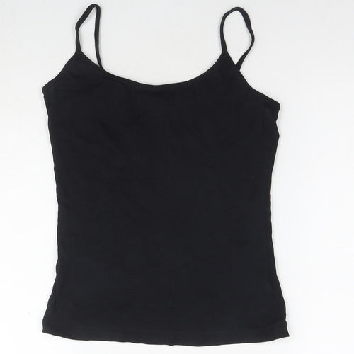 New Look Womens Black Cotton Basic Tank Size 10 Round Neck