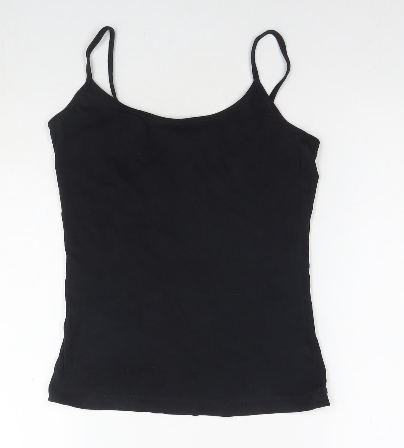 New Look Womens Black Cotton Basic Tank Size 10 Round Neck