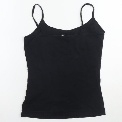 New Look Womens Black Cotton Basic Tank Size 10 Round Neck