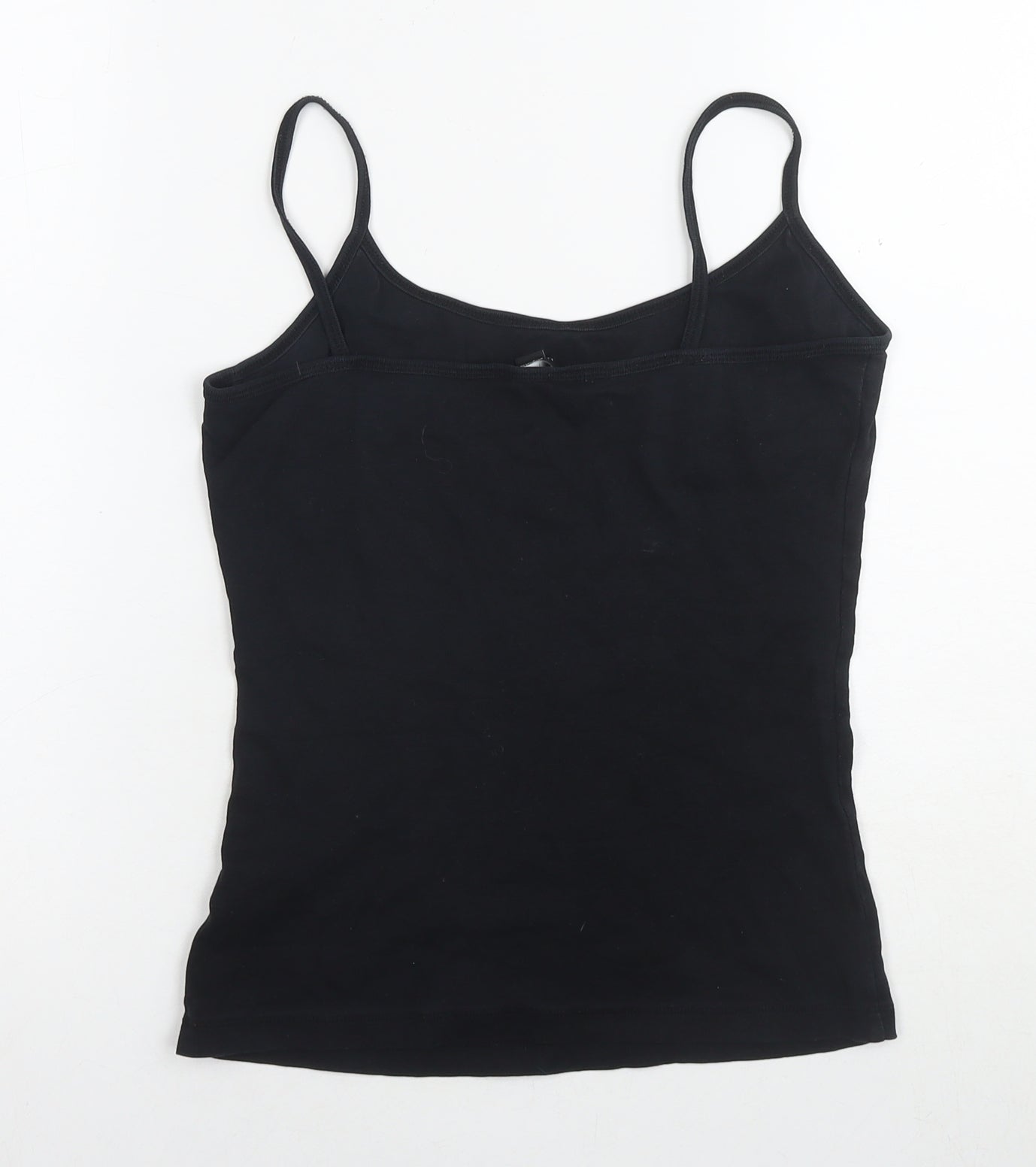 New Look Womens Black Cotton Basic Tank Size 10 Round Neck