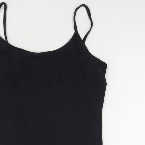 New Look Womens Black Cotton Basic Tank Size 10 Round Neck