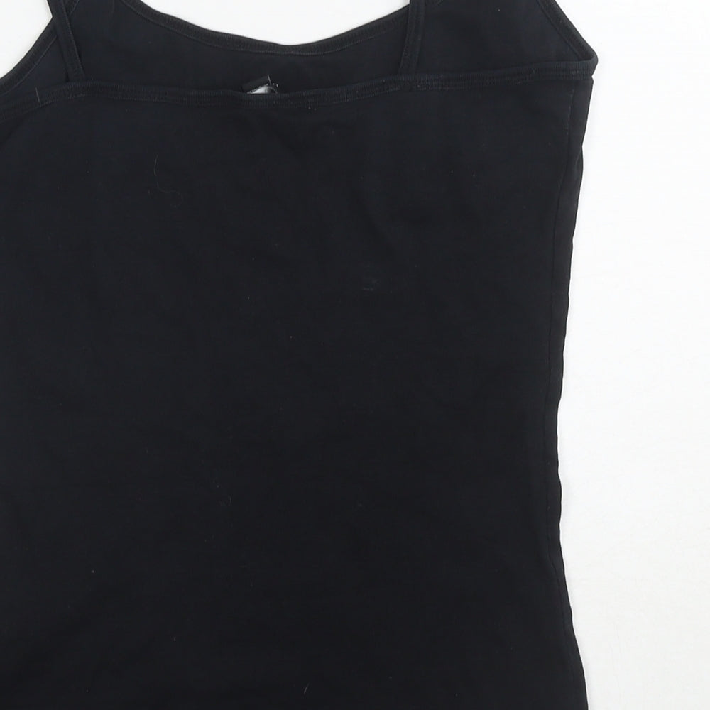 New Look Womens Black Cotton Basic Tank Size 10 Round Neck