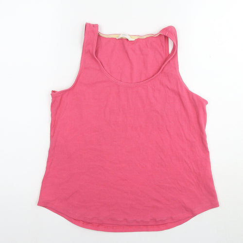 Marks and Spencer Womens Pink Cotton Basic Tank Size 16 Scoop Neck