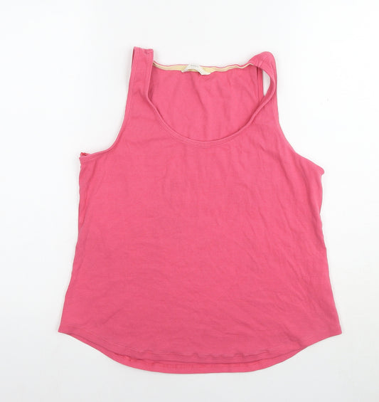 Marks and Spencer Womens Pink Cotton Basic Tank Size 16 Scoop Neck