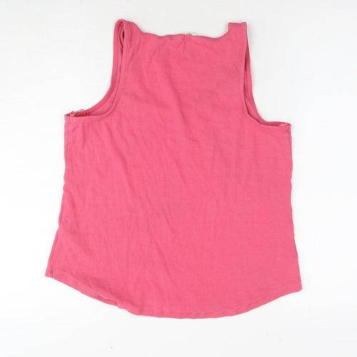 Marks and Spencer Womens Pink Cotton Basic Tank Size 16 Scoop Neck