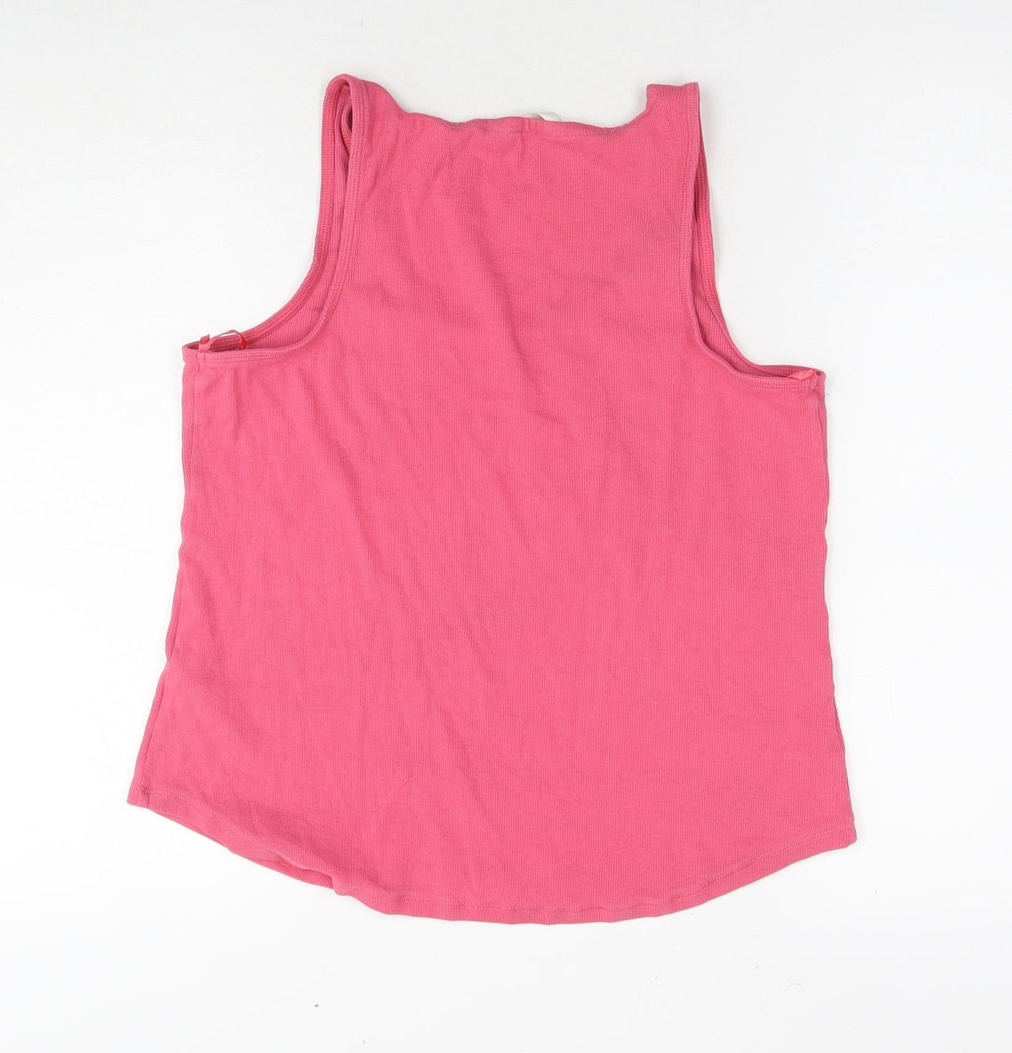 Marks and Spencer Womens Pink Cotton Basic Tank Size 16 Scoop Neck