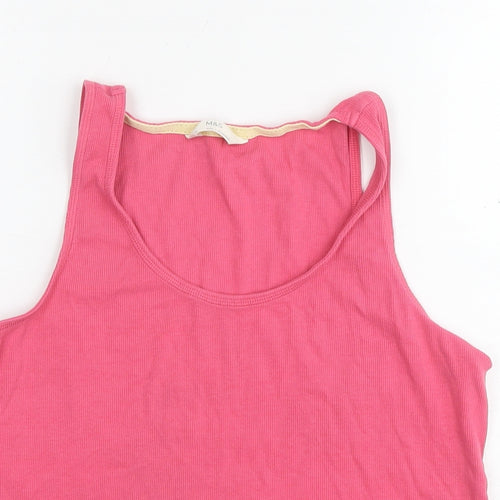 Marks and Spencer Womens Pink Cotton Basic Tank Size 16 Scoop Neck