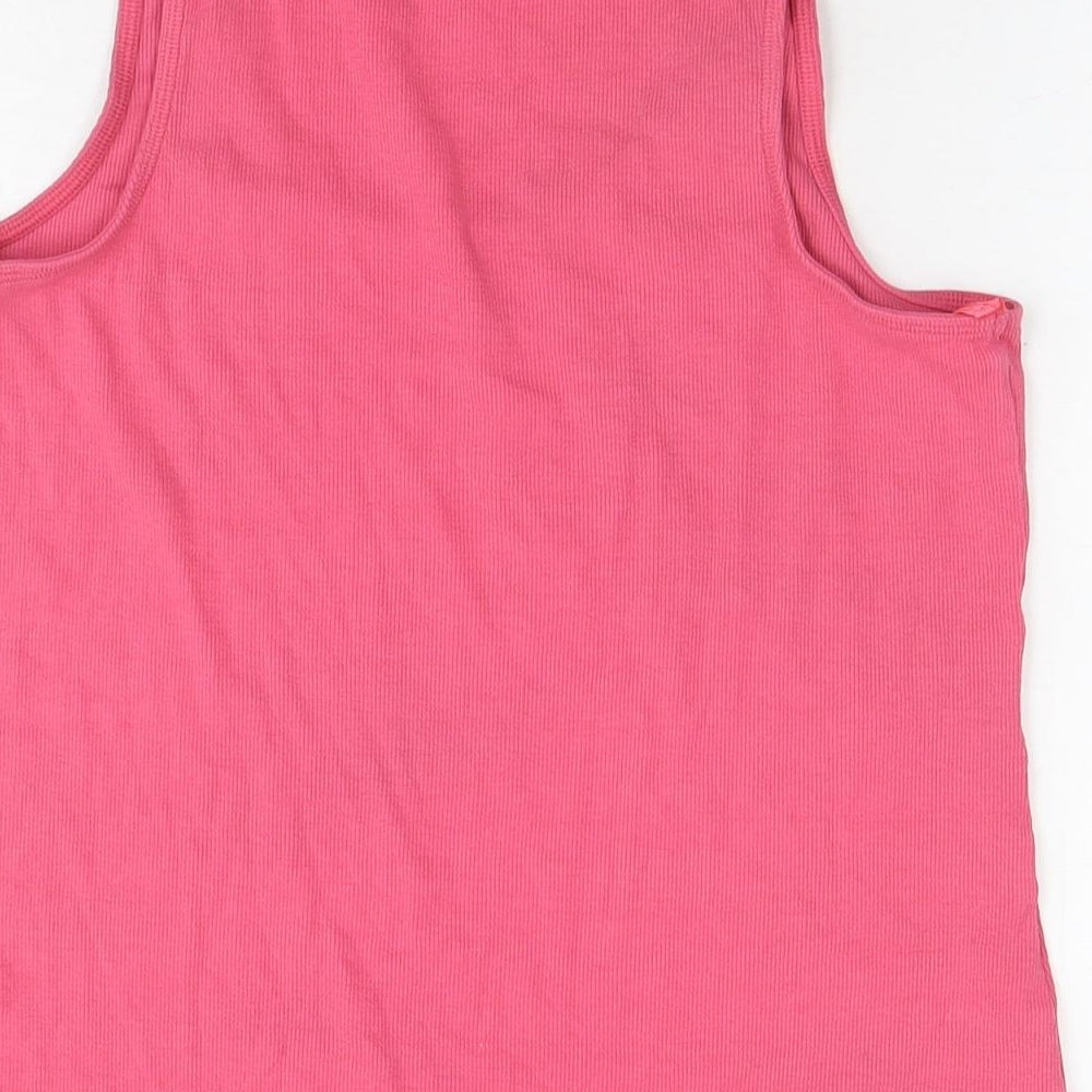 Marks and Spencer Womens Pink Cotton Basic Tank Size 16 Scoop Neck