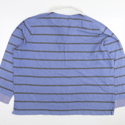 Blue Harbour Mens Blue Striped Cotton Polo Size 2XL Collared Pullover