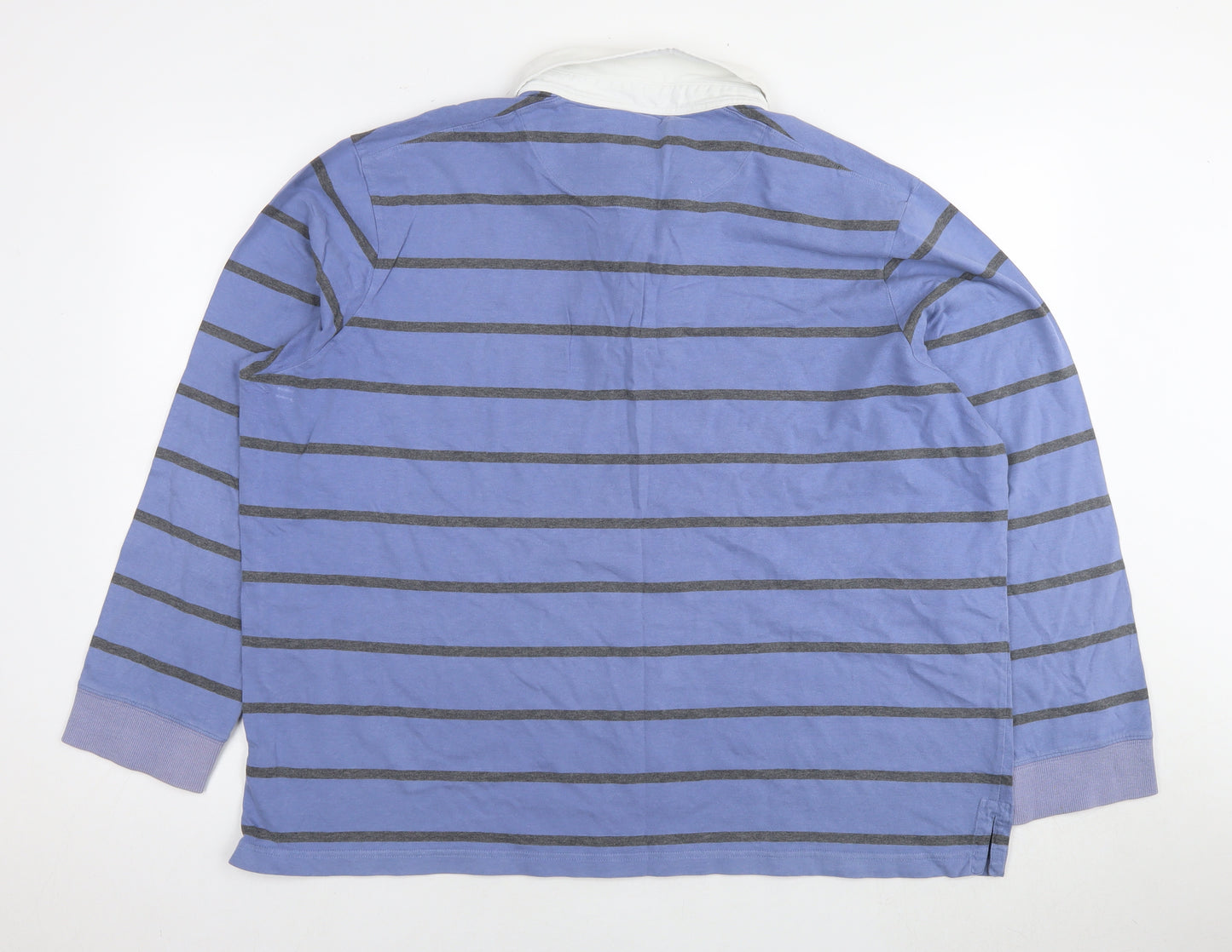 Blue Harbour Mens Blue Striped Cotton Polo Size 2XL Collared Pullover