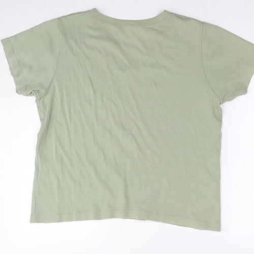 Alexon Womens Green Cotton Basic T-Shirt Size 18 V-Neck