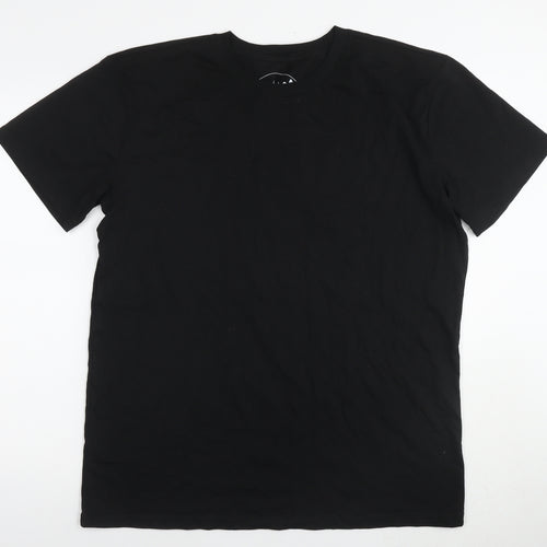 London Mens Black Cotton T-Shirt Size XL Round Neck