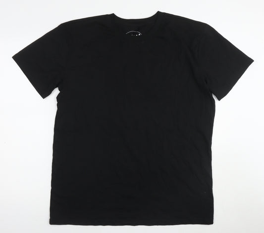 London Mens Black Cotton T-Shirt Size XL Round Neck