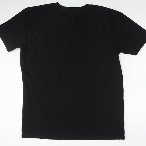 London Mens Black Cotton T-Shirt Size XL Round Neck