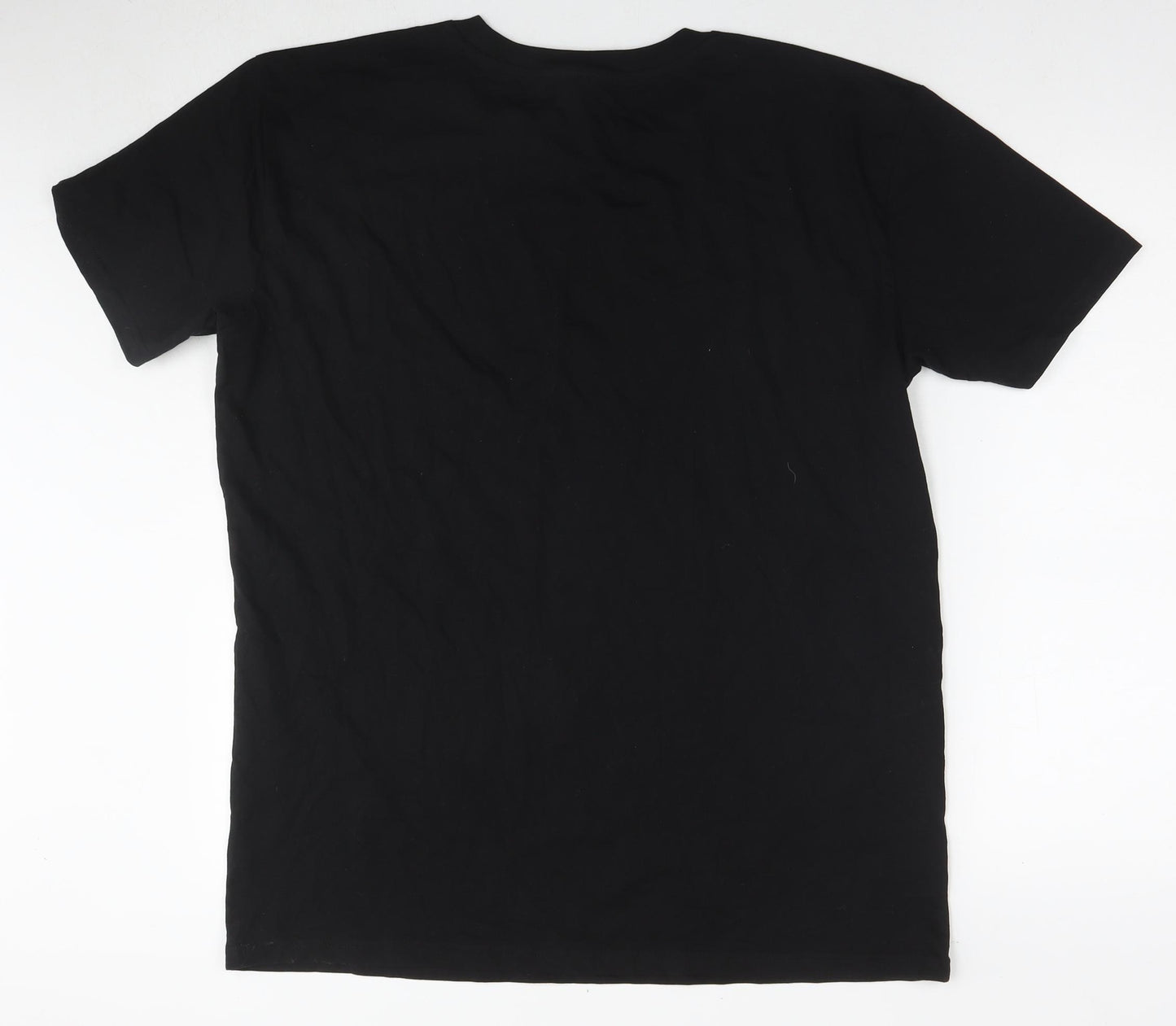 London Mens Black Cotton T-Shirt Size XL Round Neck