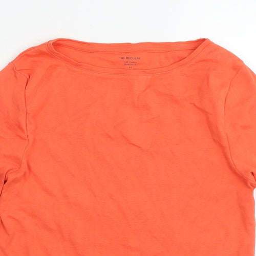 Marks and Spencer Womens Orange Cotton Basic T-Shirt Size 14 Boat Neck