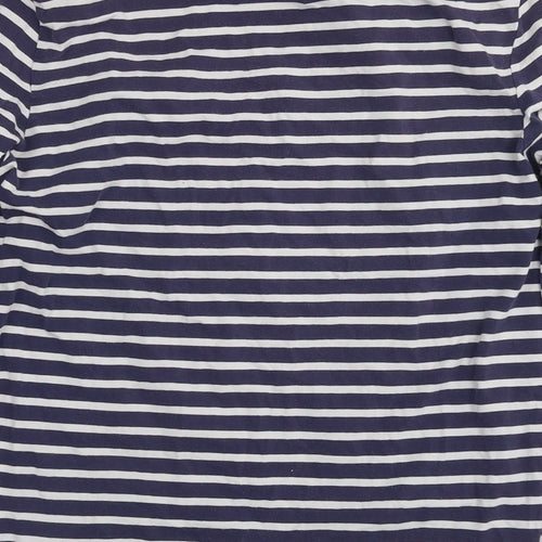 H&M Womens Blue Striped Cotton Basic T-Shirt Size L Round Neck