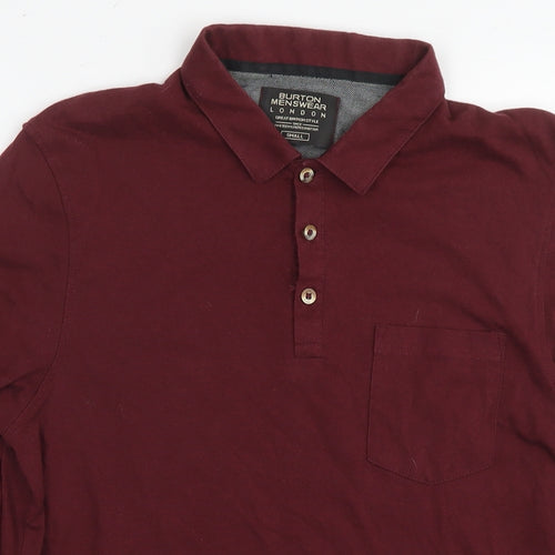 Burton Mens Red Cotton Polo Size S Collared Pullover