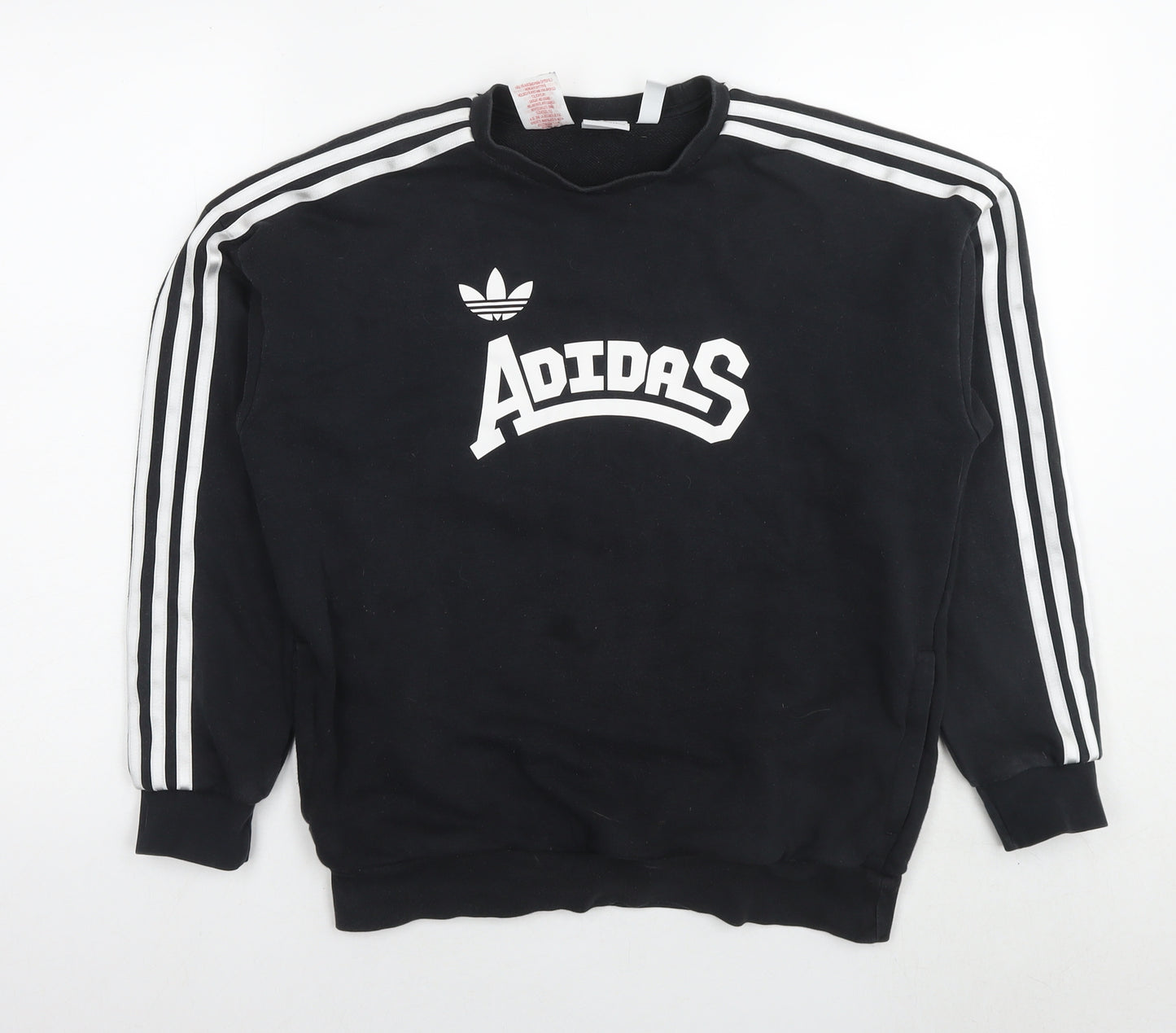 adidas Girls Black Cotton Pullover Sweatshirt Size 14-15 Years Pullover - Logo