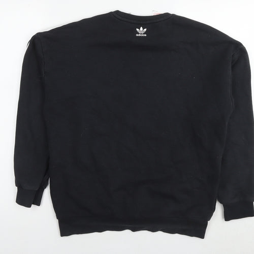 adidas Girls Black Cotton Pullover Sweatshirt Size 14-15 Years Pullover - Logo