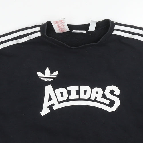 adidas Girls Black Cotton Pullover Sweatshirt Size 14-15 Years Pullover - Logo
