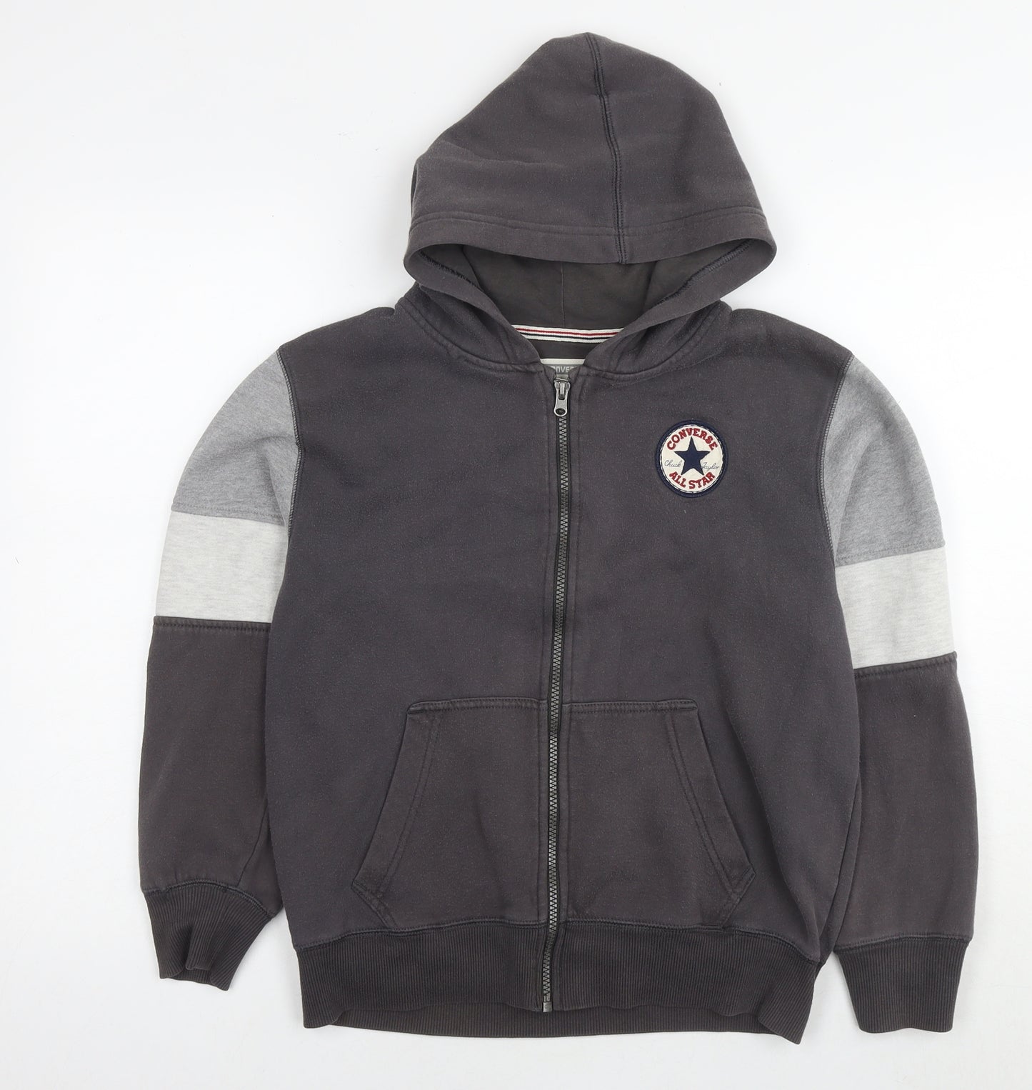 Converse Boys Grey Cotton Full Zip Hoodie Size 12-13 Years Pullover