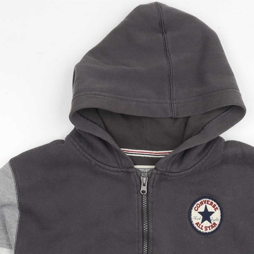 Converse Boys Grey Cotton Full Zip Hoodie Size 12-13 Years Pullover