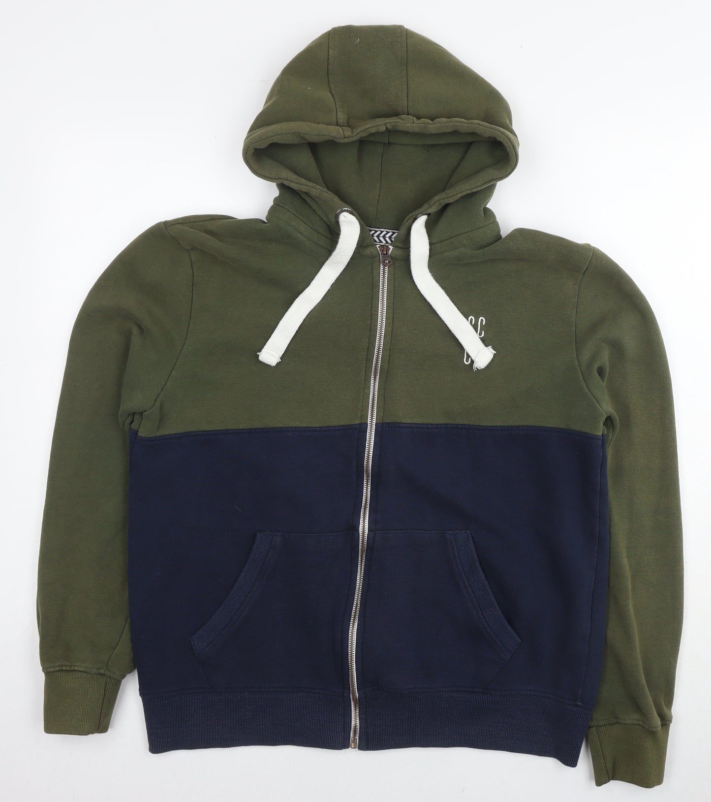 SoulCal&Co Mens Green Cotton Full Zip Hoodie Size L - Colourblock Pattern