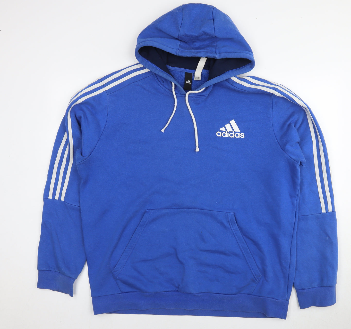 adidas Mens Blue Cotton Pullover Hoodie Size XL - Logo