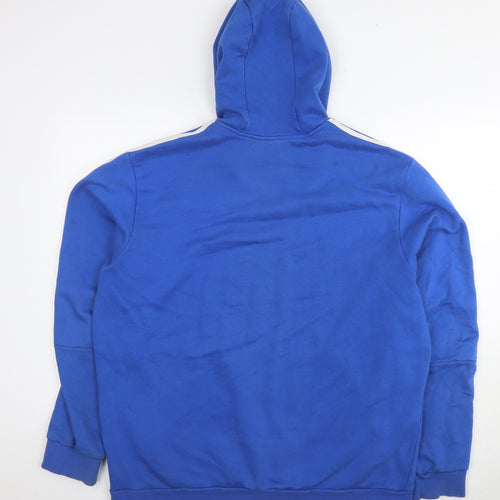 adidas Mens Blue Cotton Pullover Hoodie Size XL - Logo