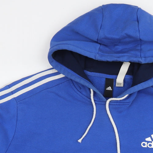 adidas Mens Blue Cotton Pullover Hoodie Size XL - Logo