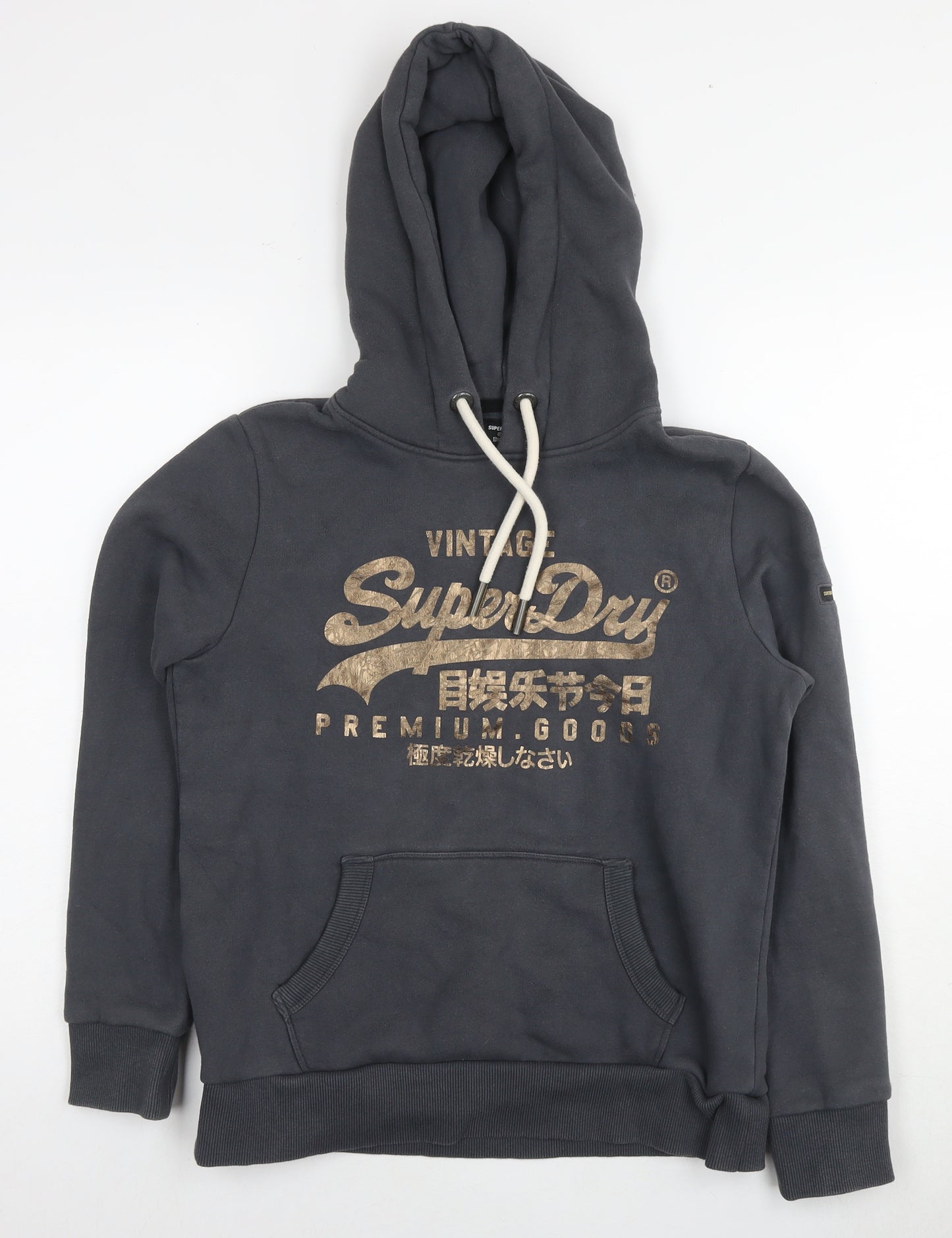 Superdry Womens Grey Cotton Pullover Hoodie Size 12 Pullover - Logo