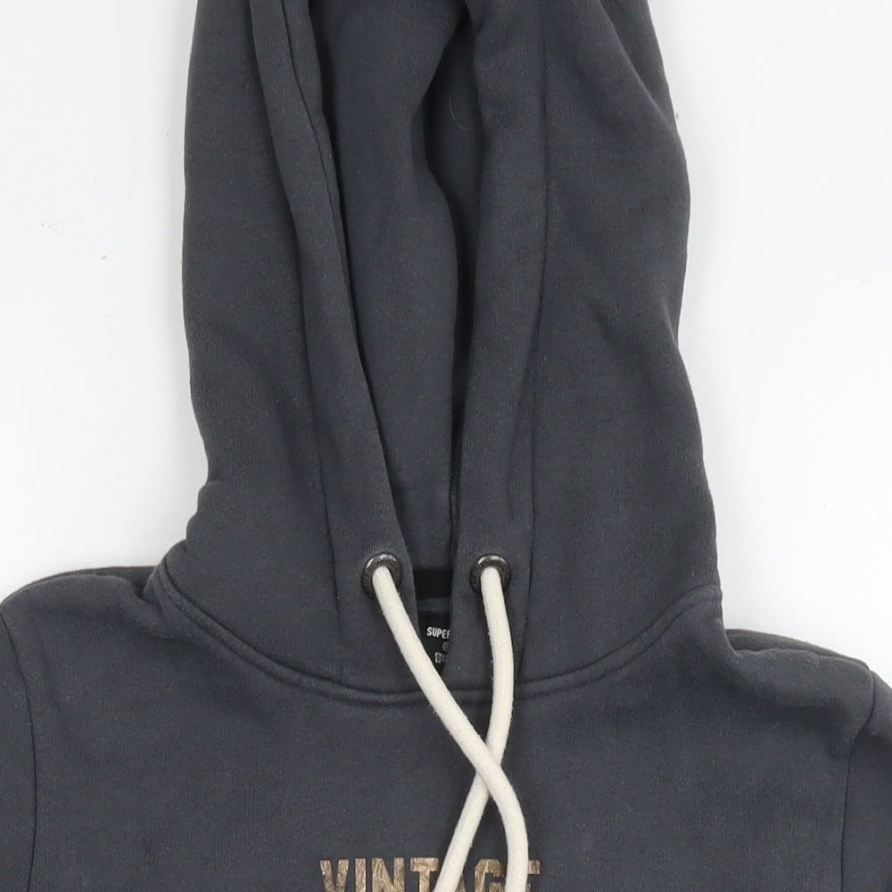 Superdry Womens Grey Cotton Pullover Hoodie Size 12 Pullover - Logo