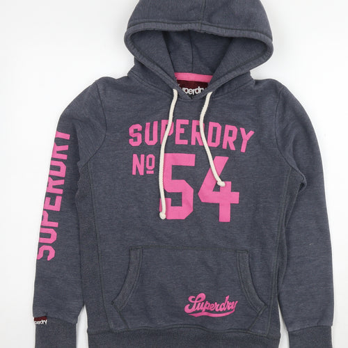 Superdry Womens Grey Cotton Pullover Hoodie Size M Pullover - Logo