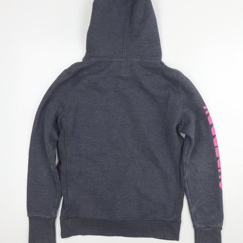 Superdry Womens Grey Cotton Pullover Hoodie Size M Pullover - Logo