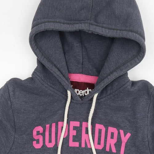 Superdry Womens Grey Cotton Pullover Hoodie Size M Pullover - Logo