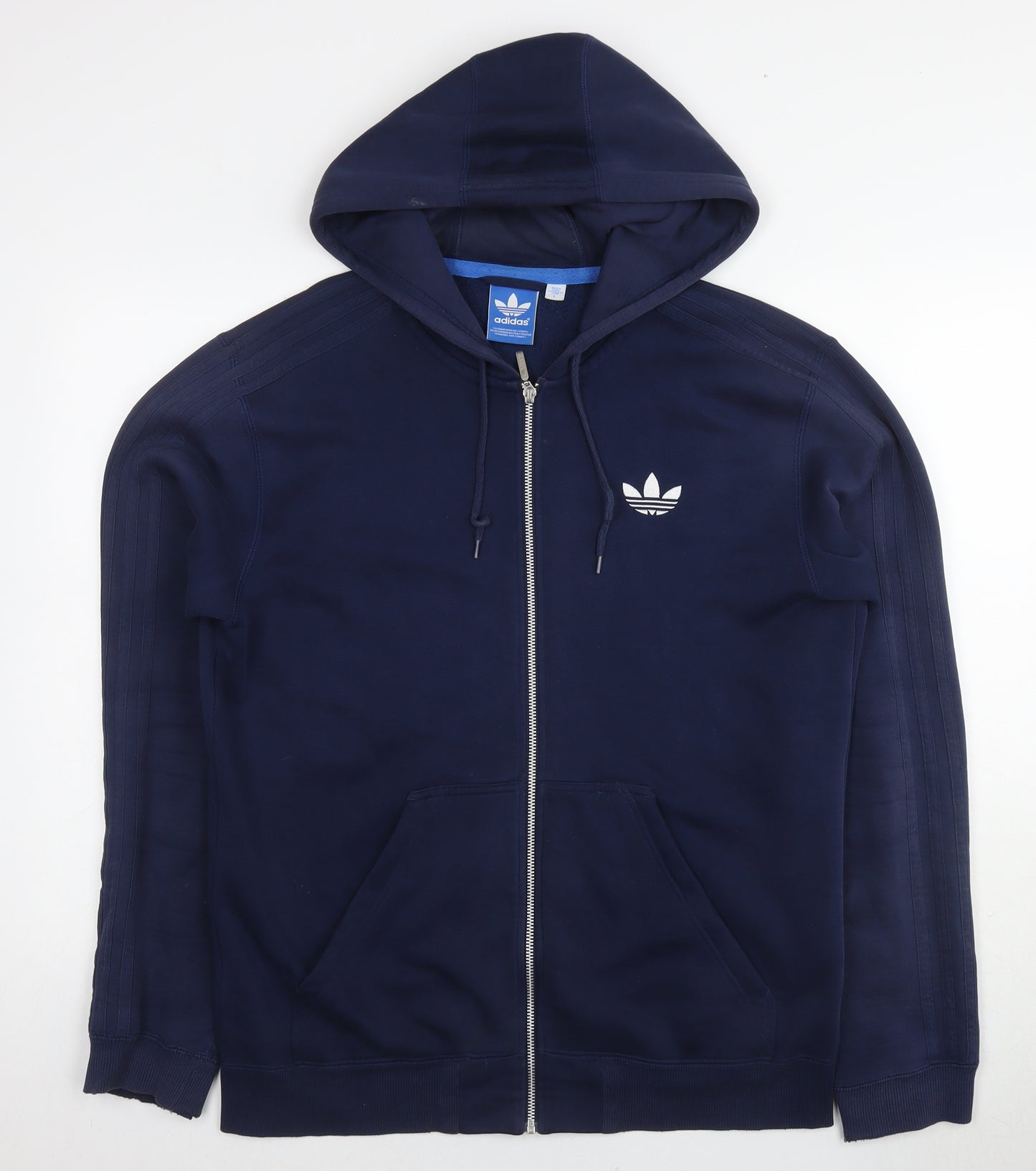 adidas Womens Blue Cotton Full Zip Hoodie Size L Zip