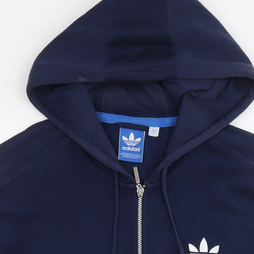 adidas Womens Blue Cotton Full Zip Hoodie Size L Zip