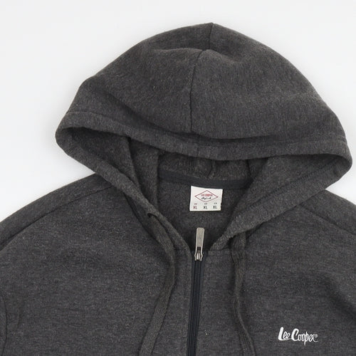 Lee Cooper Mens Grey Cotton Full Zip Hoodie Size XL