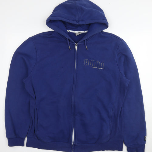 PUMA Mens Blue Cotton Pullover Hoodie Size XL - Logo