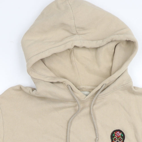 Suspicious Womens Beige Cotton Pullover Hoodie Size M Pullover - Skull