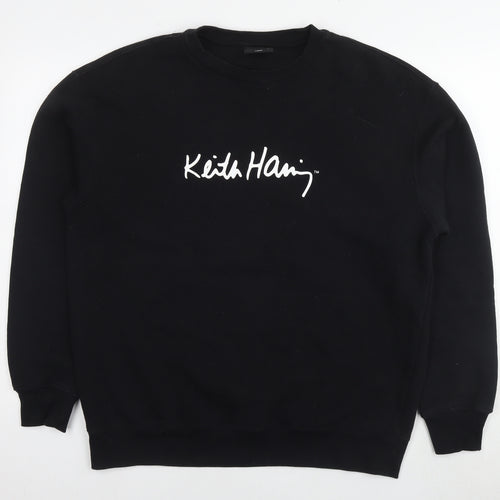 Keith Haring Womens Black Cotton Pullover Sweatshirt Size L Pullover - Party Activities Logo