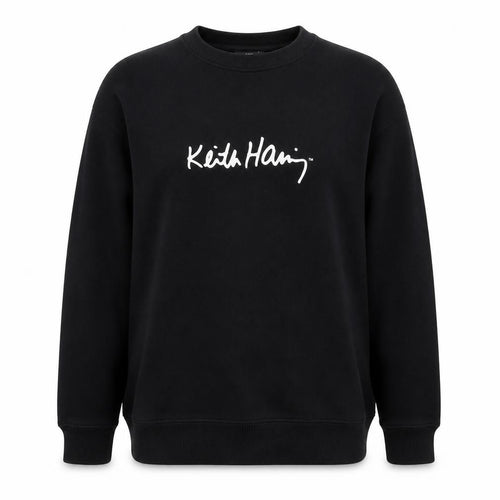 Keith Haring Womens Black Cotton Pullover Sweatshirt Size L Pullover - Party Activities Logo