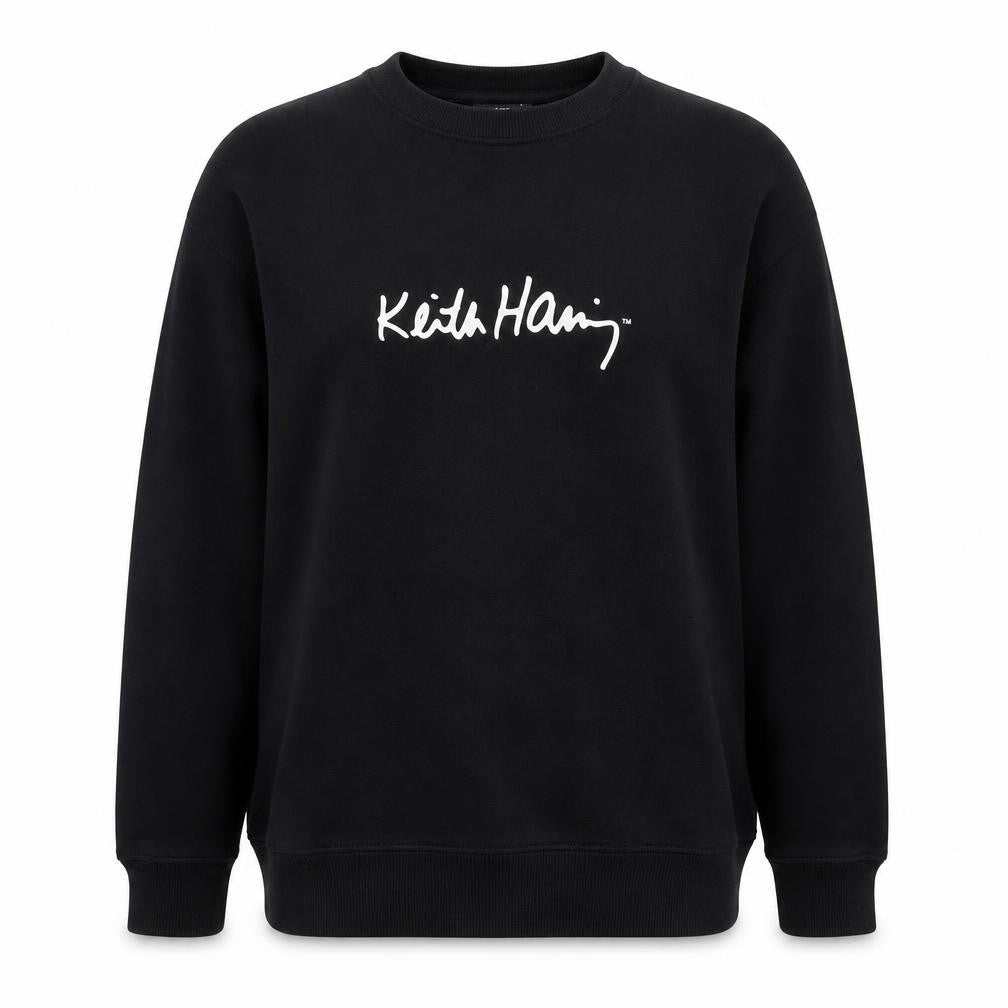 Keith Haring Womens Black Cotton Pullover Sweatshirt Size L Pullover - Party Activities Logo