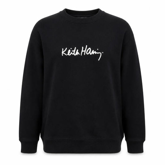 Keith Haring Womens Black Cotton Pullover Sweatshirt Size L Pullover - Party Activities Logo