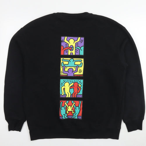 Keith Haring Womens Black Cotton Pullover Sweatshirt Size L Pullover - Party Activities Logo