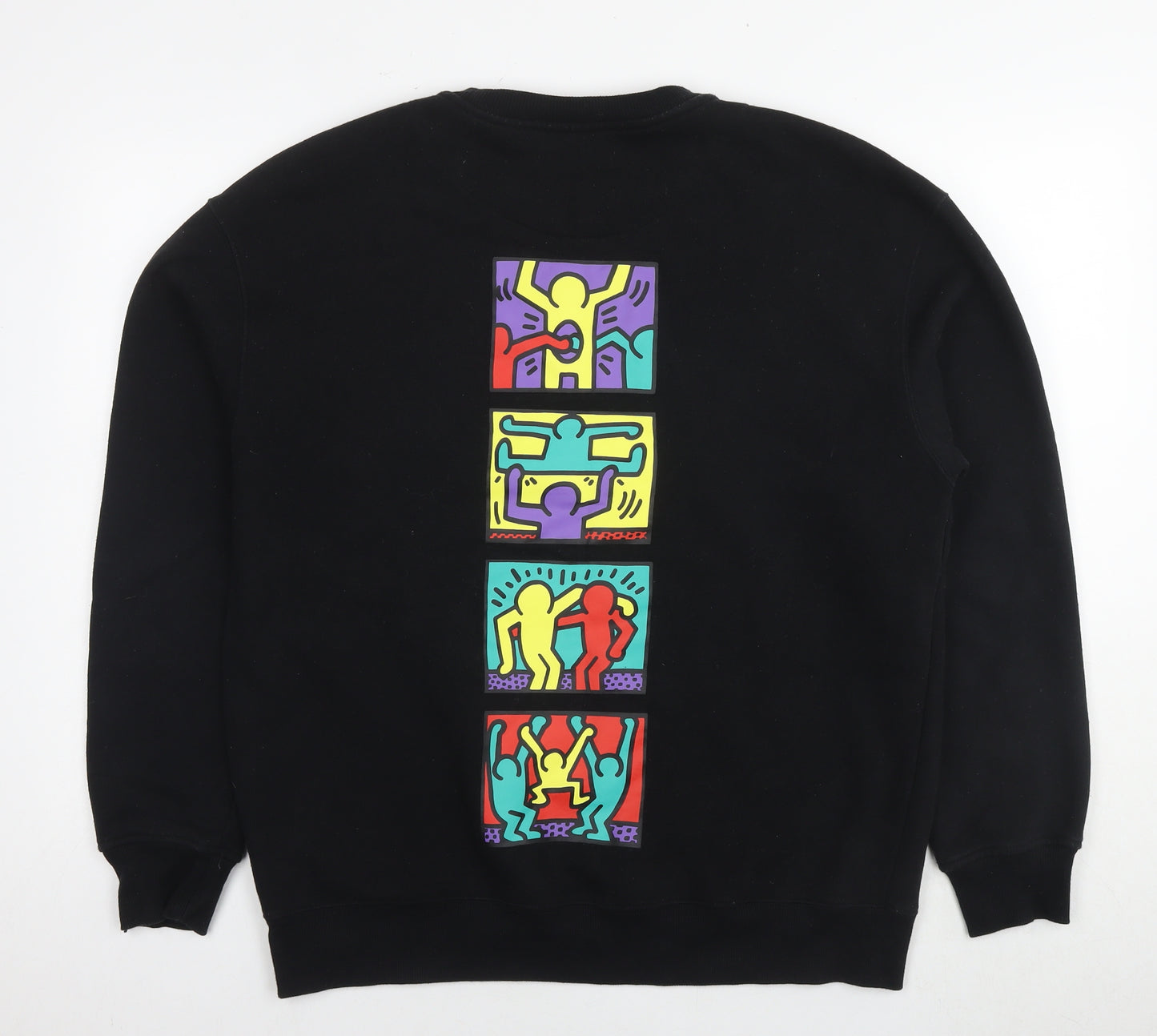 Keith Haring Womens Black Cotton Pullover Sweatshirt Size L Pullover - Party Activities Logo