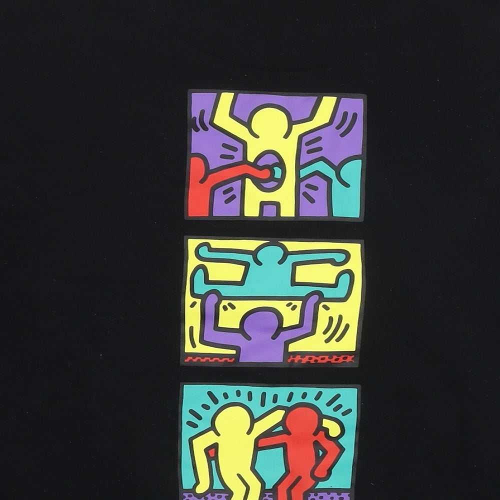 Keith Haring Womens Black Cotton Pullover Sweatshirt Size L Pullover - Party Activities Logo